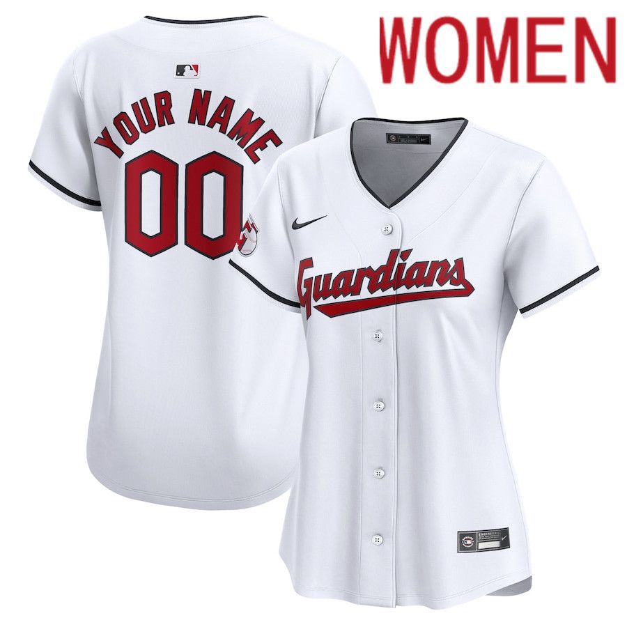 Women Cleveland Guardians Nike White Home Limited Custom MLB Jersey
